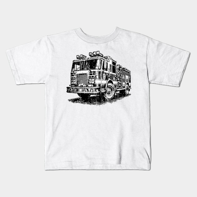 Fire Truck Kids T-Shirt by Vehicles-Art